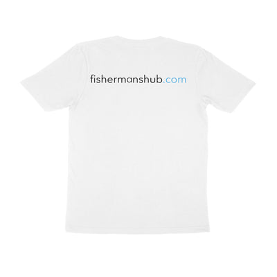 Men's Angling T-Shirt's |Sufix Yellow Logo Front , fishermanshub.com behind | Round Neck | Short Sleeves | White | - FishermanshubWhiteS