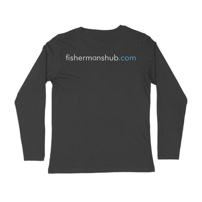 Men's Angling T-Shirt's | Sufix Yellow Logo Front , fishermanshub.com behind | Round Neck | Long Sleeves | Black | - FishermanshubBlackS