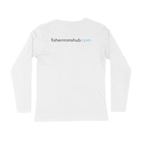 Men's Angling T-Shirt's | Sufix Yellow Logo Front , fishermanshub.com behind | Round Neck | Long Sleeves | White| - FishermanshubWhiteS