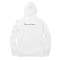 Men's / Woman's Angling Hoodie | Storm Logo Front, Fishermanshub.com Behind | Hoodie | - FishermanshubWhiteL