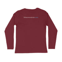 Men's Angling T-Shirt's | Williamson Logo Front , fishermanshub.com behind | Round Neck | Long Sleeves | - FishermanshubMaroonM