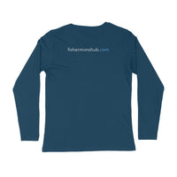 Men's Angling T-Shirt's | Blue Fox Logo Front , fishermanshub.com behind | Round Neck | Long Sleeves | - FishermanshubNavy Blue2XL