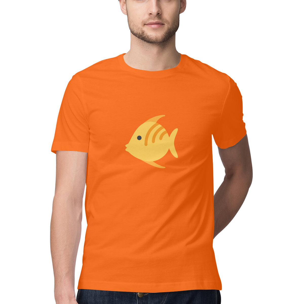 Men's Angling T-Shirts | Sea Creatures Toon Series | Pomfret | Round Neck | Short Sleeves