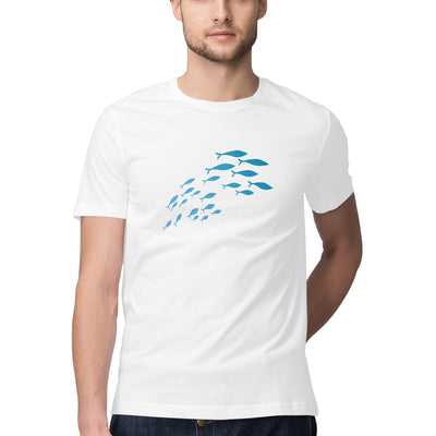 Men's Angling T-Shirts | Sea Creatures Toon Series | School Of Sardines | Round Neck | Short Sleeves