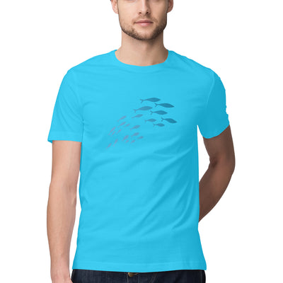 Men's Angling T-Shirts | Sea Creatures Toon Series | School Of Sardines | Round Neck | Short Sleeves