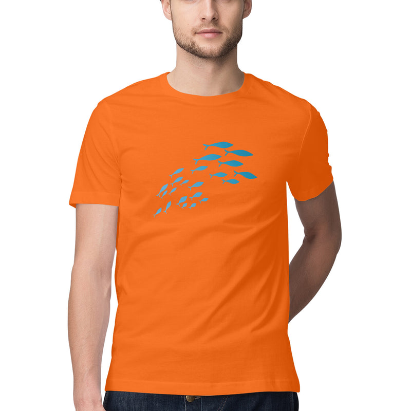 Men's Angling T-Shirts | Sea Creatures Toon Series | School Of Sardines | Round Neck | Short Sleeves