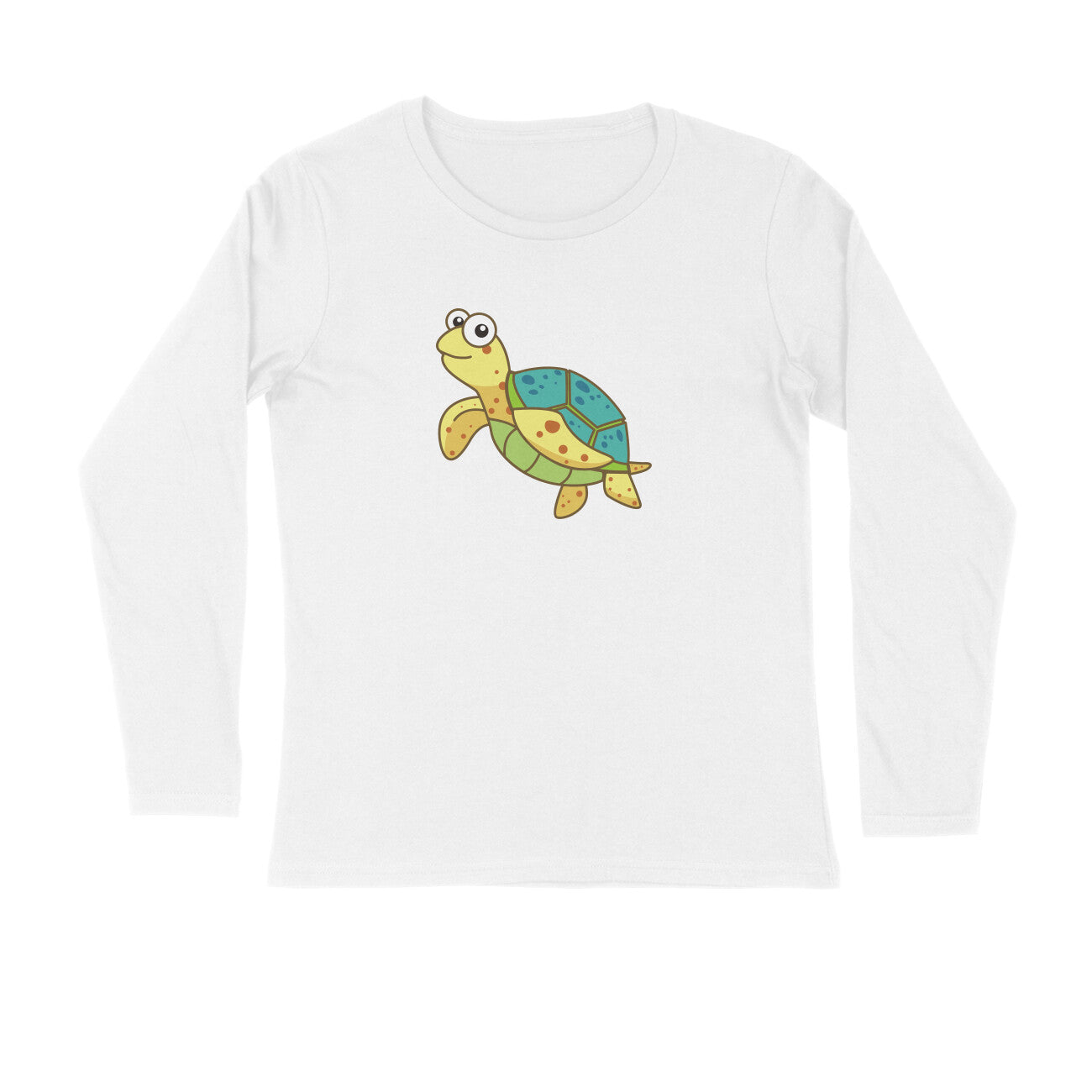 पुरुषों की एंग्लिंग टी-शर्ट | समुद्री जीव टून सीरीज़ | खुश समुद्री कछुआ | राउंड गला | लंबी बाजूएं |