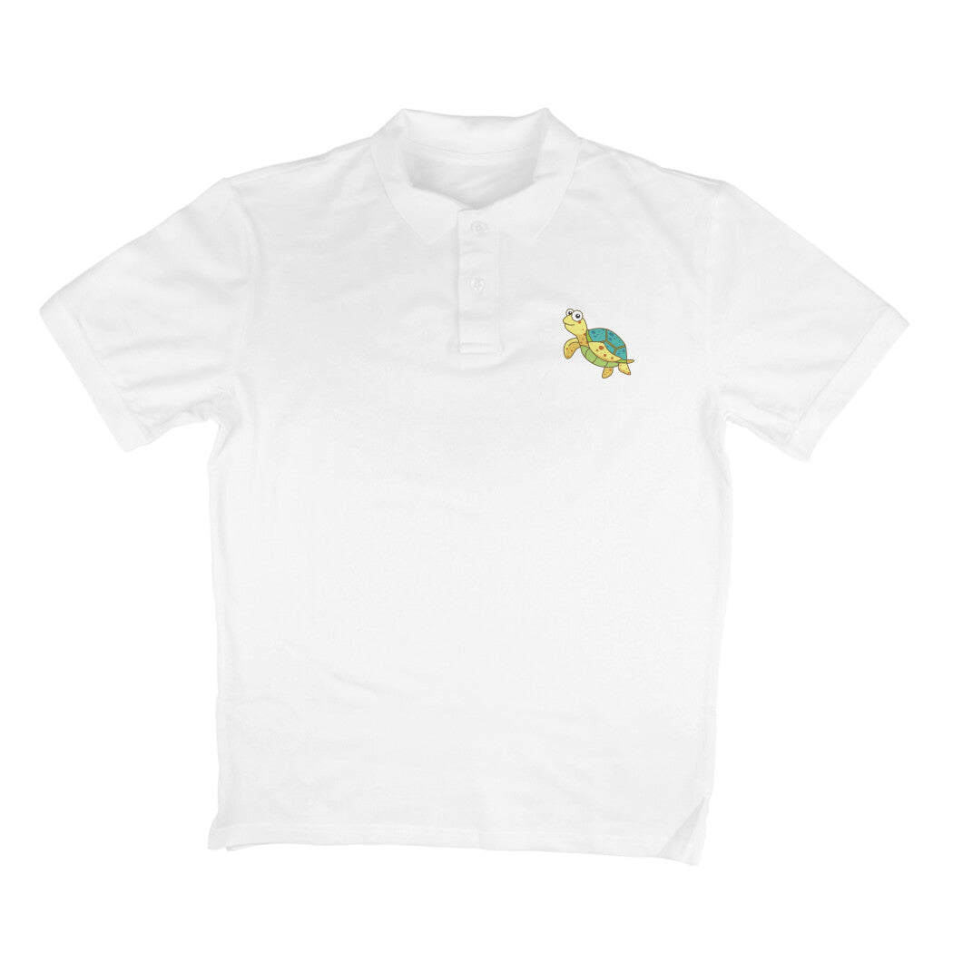 Men's Angling Polo Shirt's | Sea Creatures Toon Series | Happy Sea Turtle | Polo Shirts |