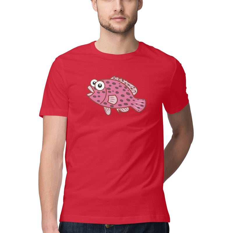 Men's Angling T-Shirt's | Sea Creatures Toon Series | Happy Grouper| Round Neck | Short Sleeves |
