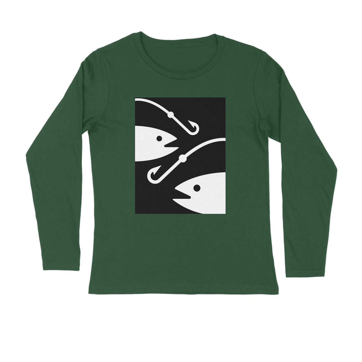 Men's Angling T-Shirt's | 2 Fish 2 Hooks | Round Neck | Long Sleeves |
