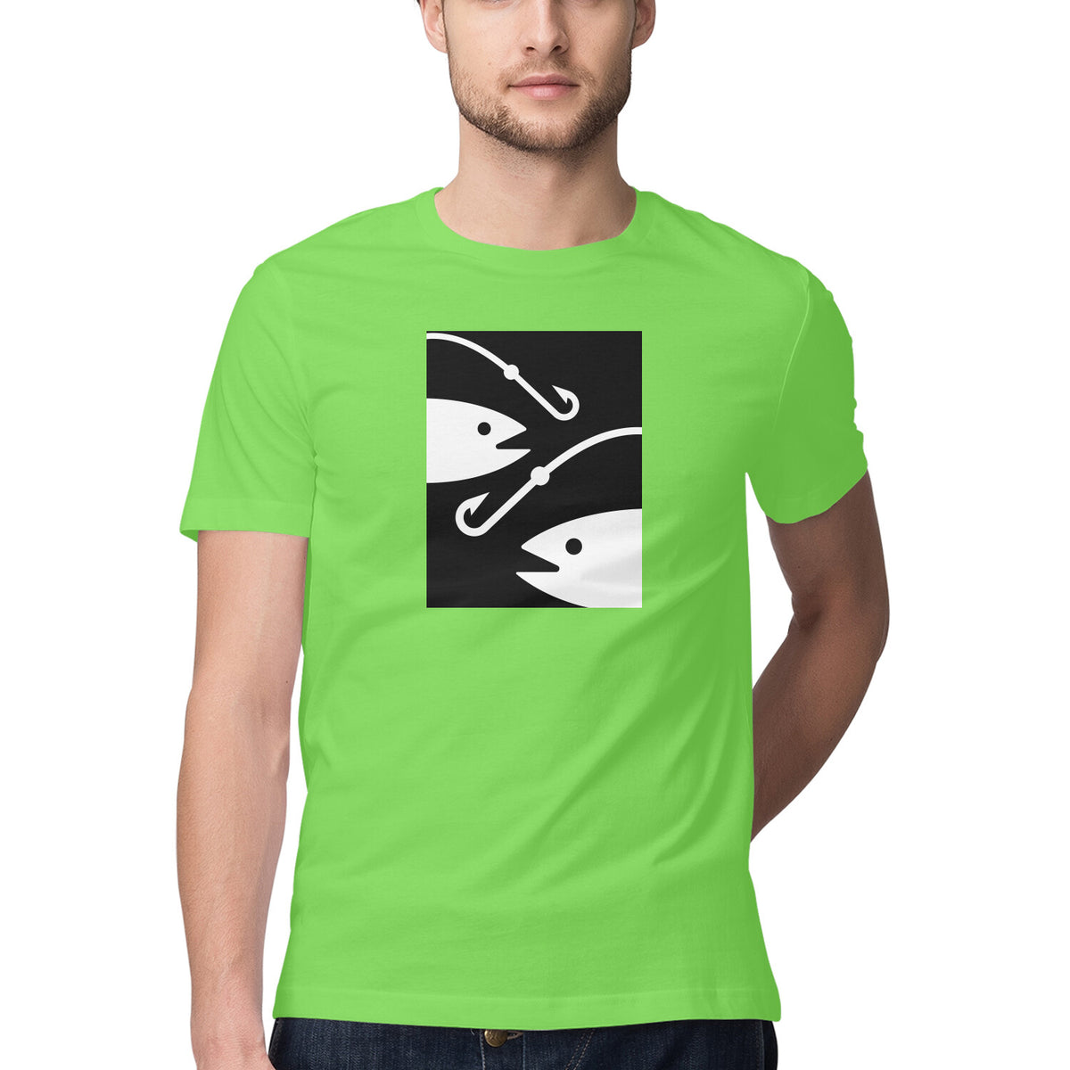 পুৰুষৰ এংলিং টি-চাৰ্টৰ | ২ মাছ ২ হুক | গোল ডিঙি | চুটি হাতৰ আঁচল |