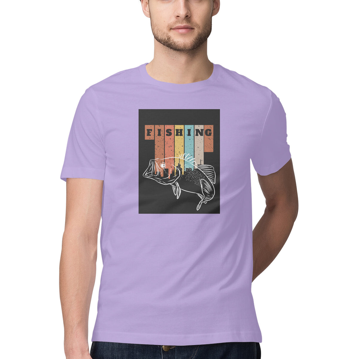 ஆண்கள் அங்கிலிங் டீ-ஷர்ட்ஸ் | மீன்பிடித்தல் | சுற்று மை | குறுக்கு உடைய |