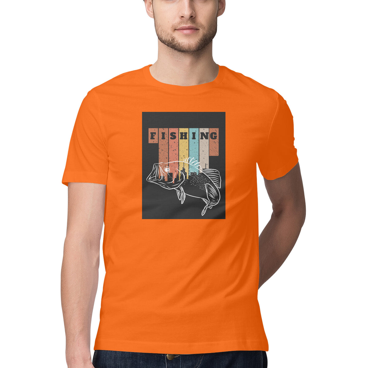 ஆண்கள் அங்கிலிங் டீ-ஷர்ட்ஸ் | மீன்பிடித்தல் | சுற்று மை | குறுக்கு உடைய |