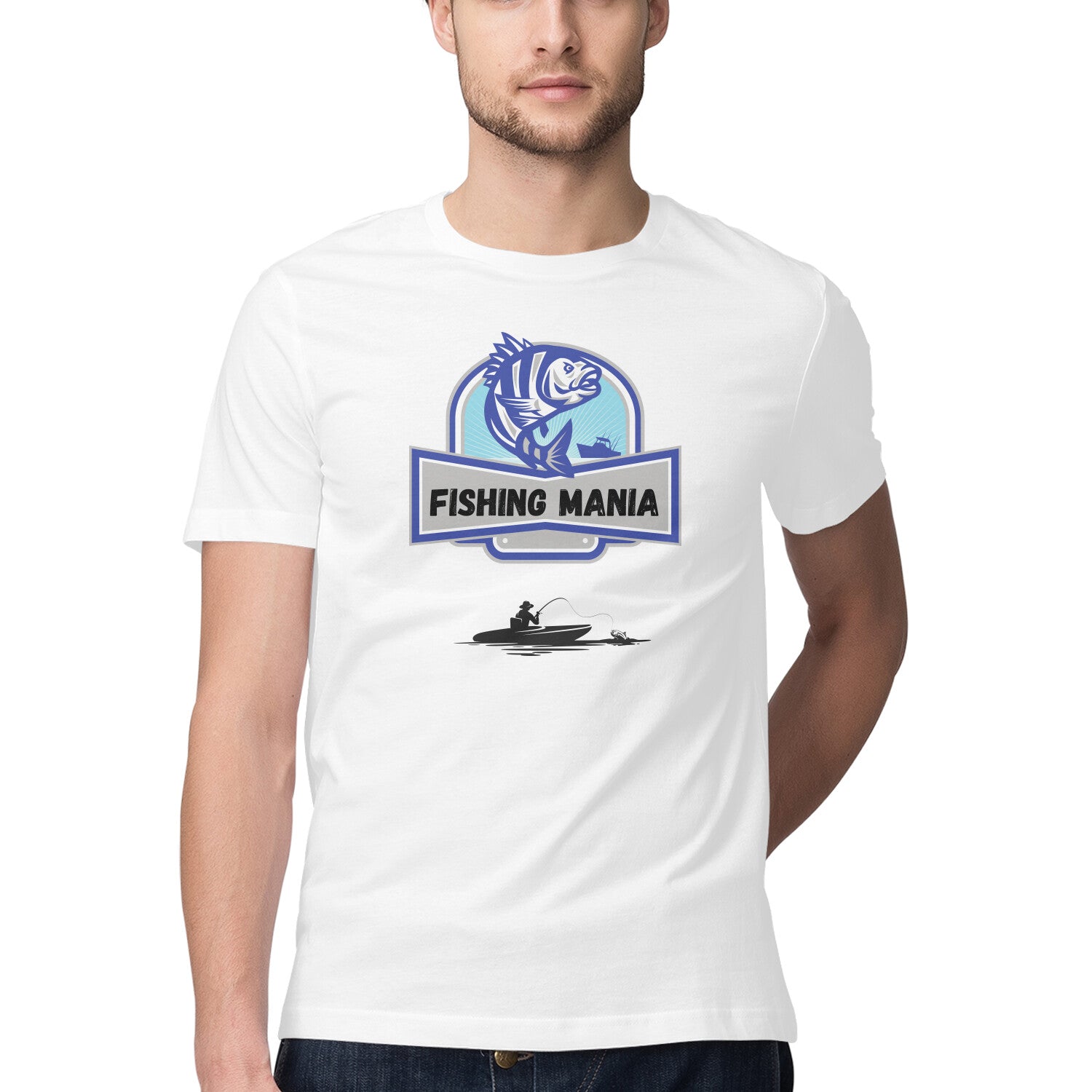 पुरुषों की एंग्लिंग टी-शर्ट | मछली पकड़ने का जुनून | राउंड गला | छोटी बाजू |