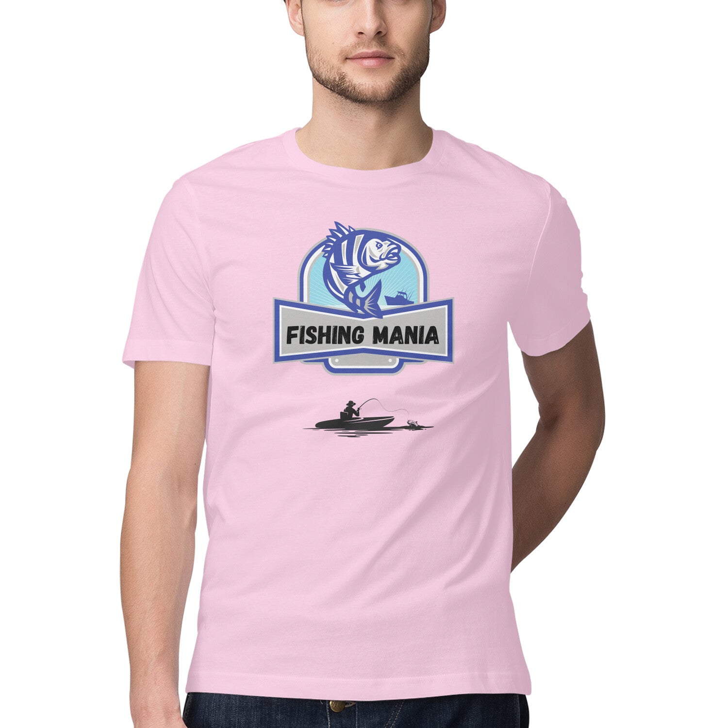 पुरुषों की एंग्लिंग टी-शर्ट | मछली पकड़ने का जुनून | राउंड गला | छोटी बाजू |