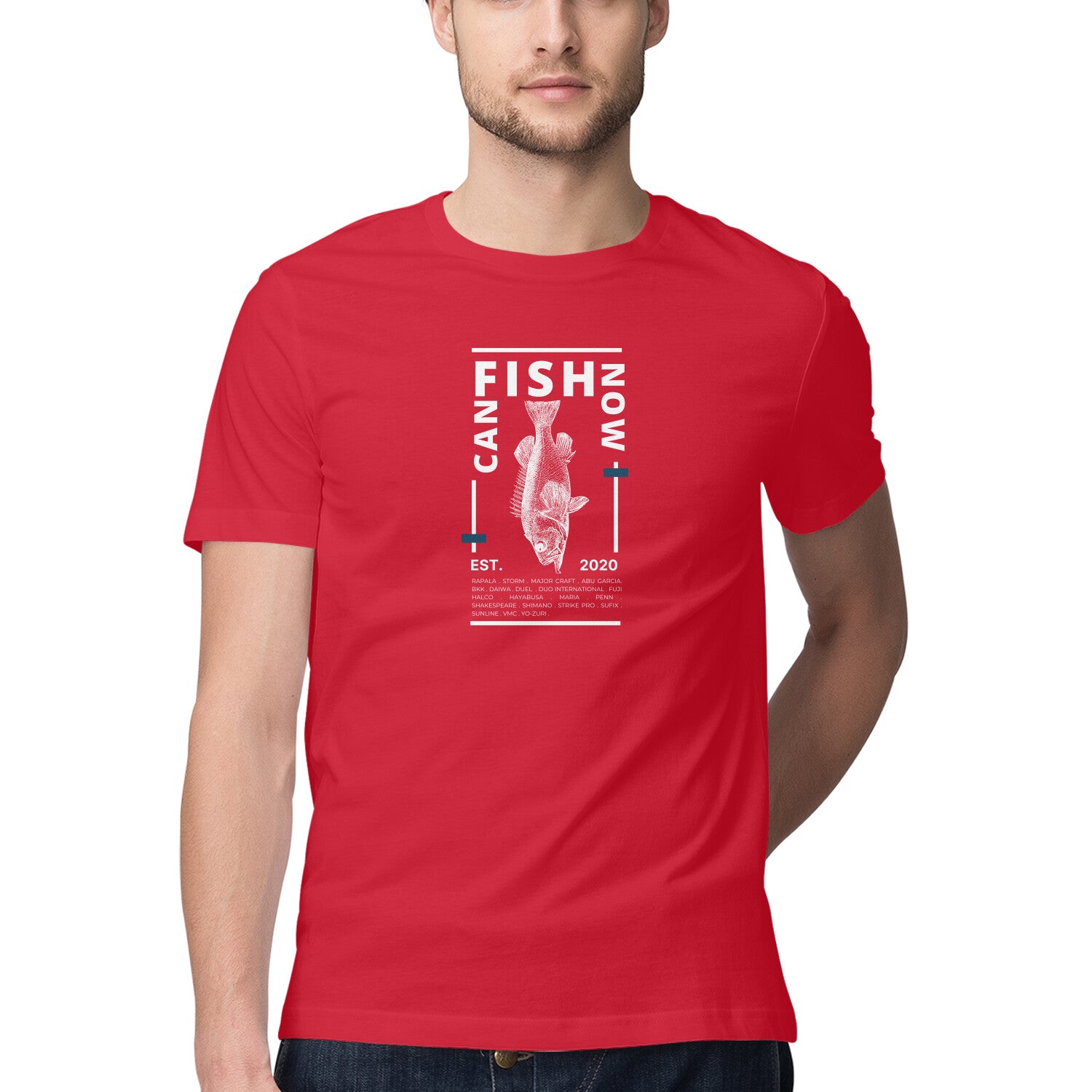 مردوں کی انگلنگ ٹی شرٹس | اب مچھلی پکڑ سکتے ہیں - تشکیل 2020 | گول گردن | چھوٹی آستینیں |