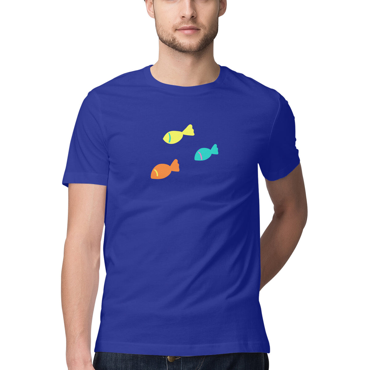 Men's Angling T-Shirts | Sea Creatures Toon Series | 3 Little Bait Fish | Round Neck | Short Sleeves |