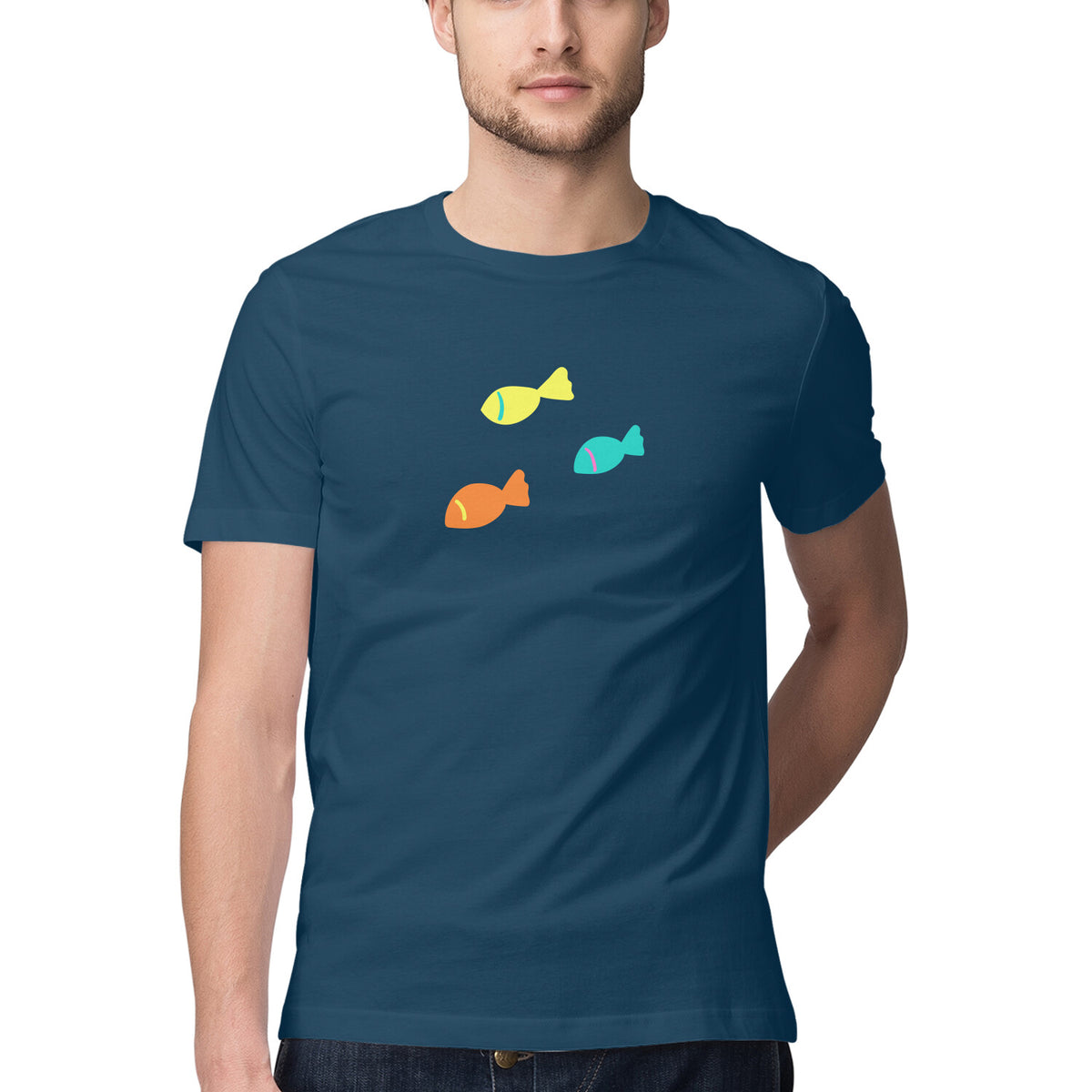 Men's Angling T-Shirts | Sea Creatures Toon Series | 3 Little Bait Fish | Round Neck | Short Sleeves |