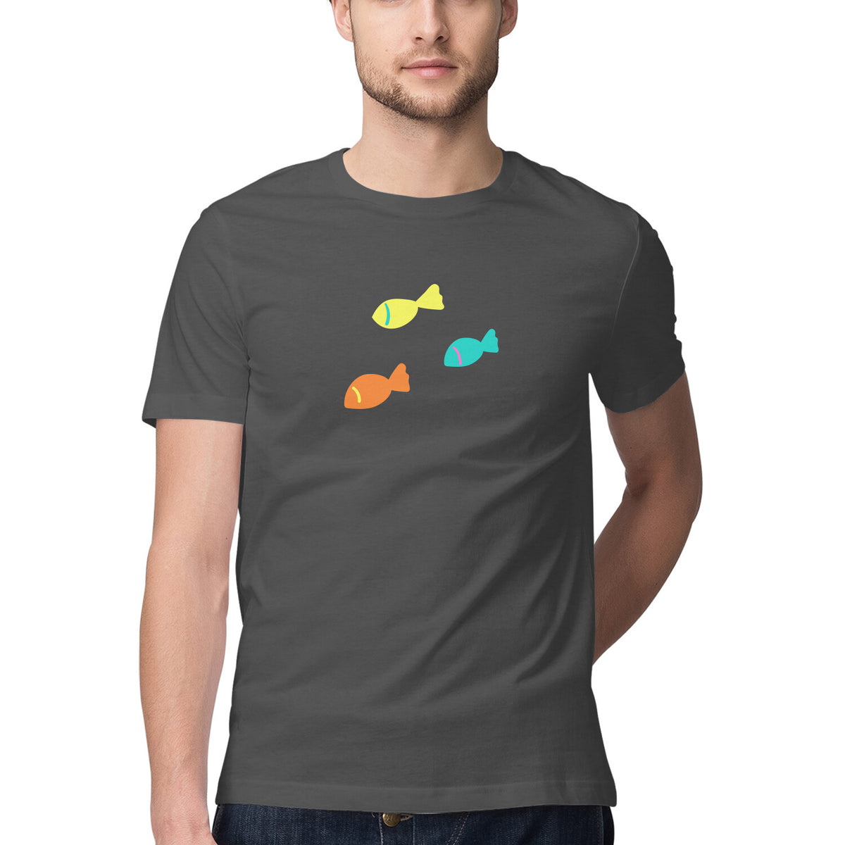 Men's Angling T-Shirts | Sea Creatures Toon Series | 3 Little Bait Fish | Round Neck | Short Sleeves |