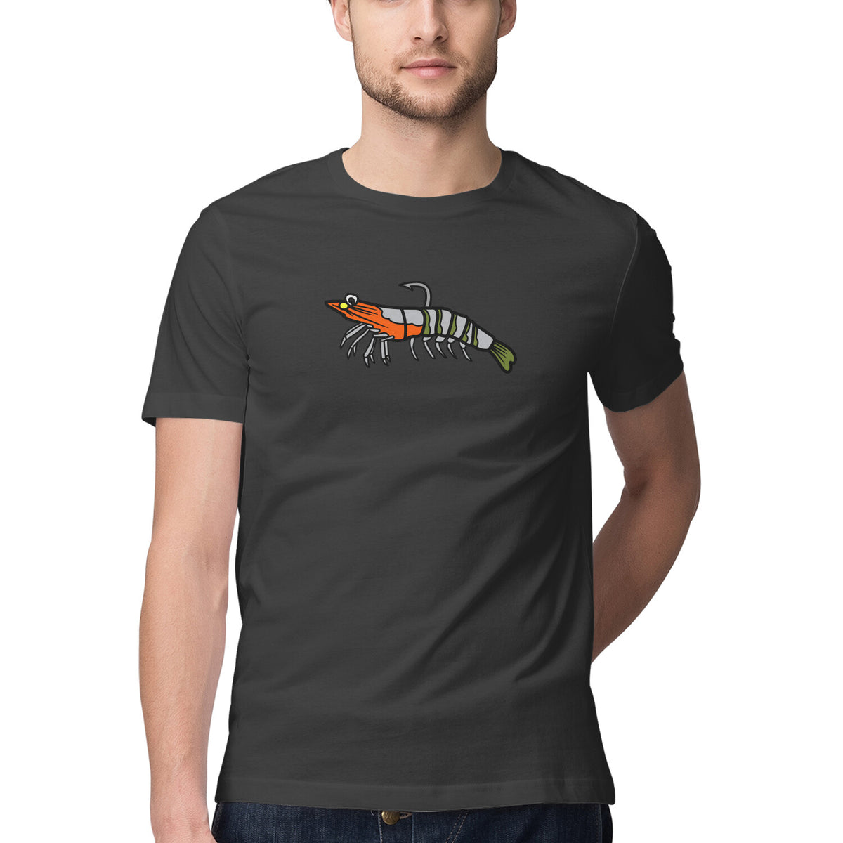Men's Angling T-Shirts | Prawn Lure Colourful Shrimp| Round Neck | Short Sleeves |