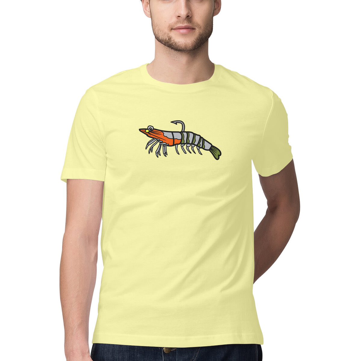 Men's Angling T-Shirts | Prawn Lure Colourful Shrimp| Round Neck | Short Sleeves |