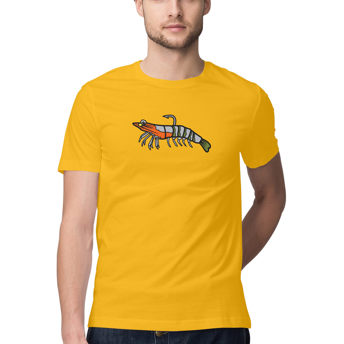 Men's Angling T-Shirts | Prawn Lure Colourful Shrimp| Round Neck | Short Sleeves |