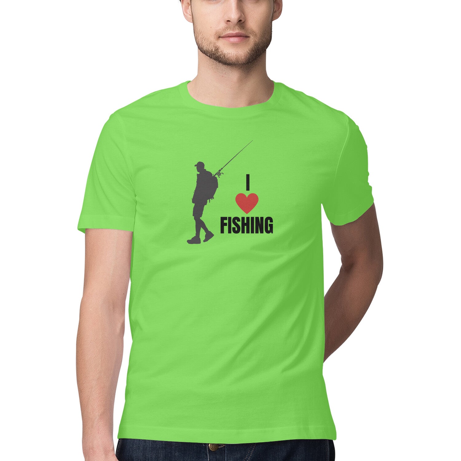 पुरुषों की एंग्लिंग टी-शर्ट्स |मुझे मछली पकड़ना पसंद है| राउंड गला | छोटी बाजू |