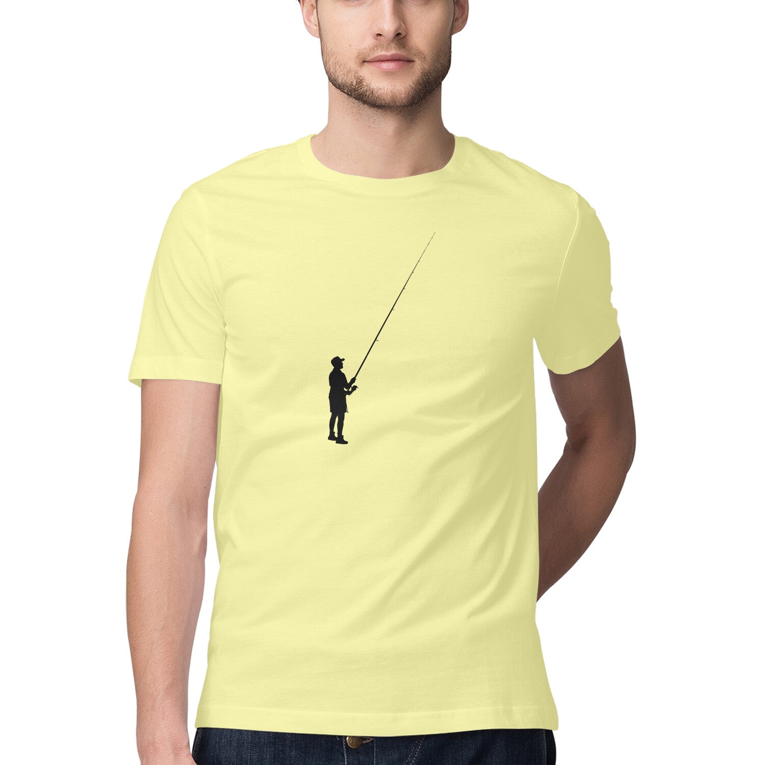 पुरुषों की एंग्लिंग टी-शर्ट्स | एकाकी मछली पकड़ने वाला| गोल गला | छोटी बाजू |