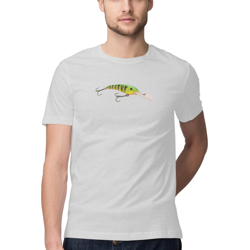 Men's Angling T-Shirt's |Front -Deep Diving Fire Tiger Lure | Back - Fishermanshub.com Logo | Round Neck | Short Sleeves |