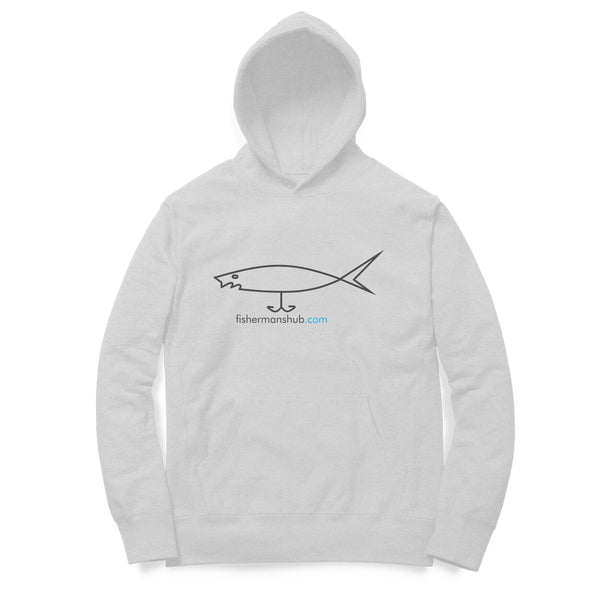 Men's Angling T-Shirts | Fishermanshub.com Logo Front + Forever Fishing Behind| Hoodie - FishermanshubMelange GreyXS