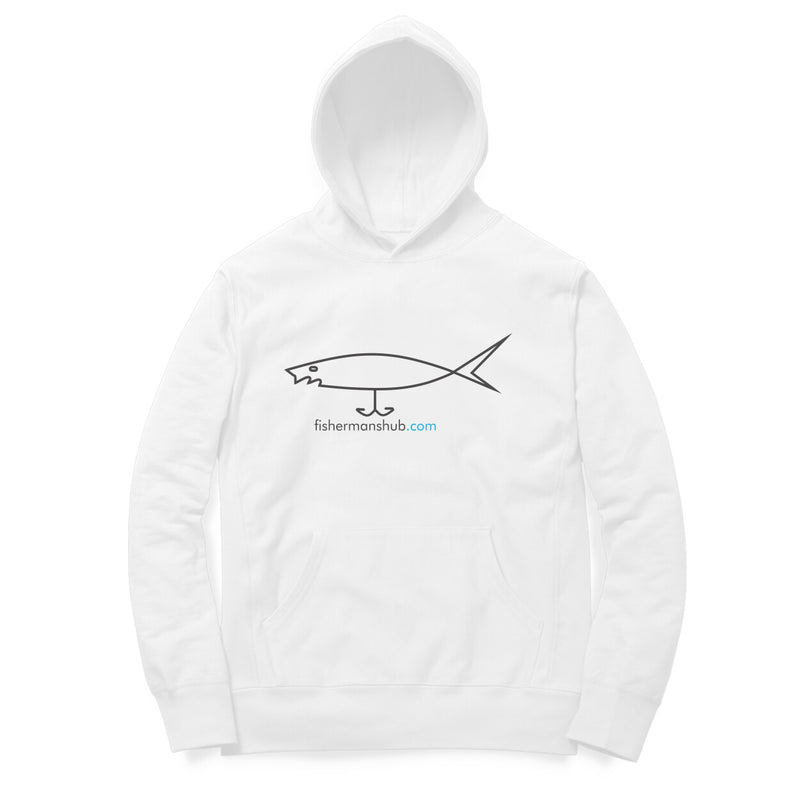 Men's Angling T-Shirts | Fishermanshub.com Logo Front + Forever Fishing Behind| Hoodie - FishermanshubWhiteXS