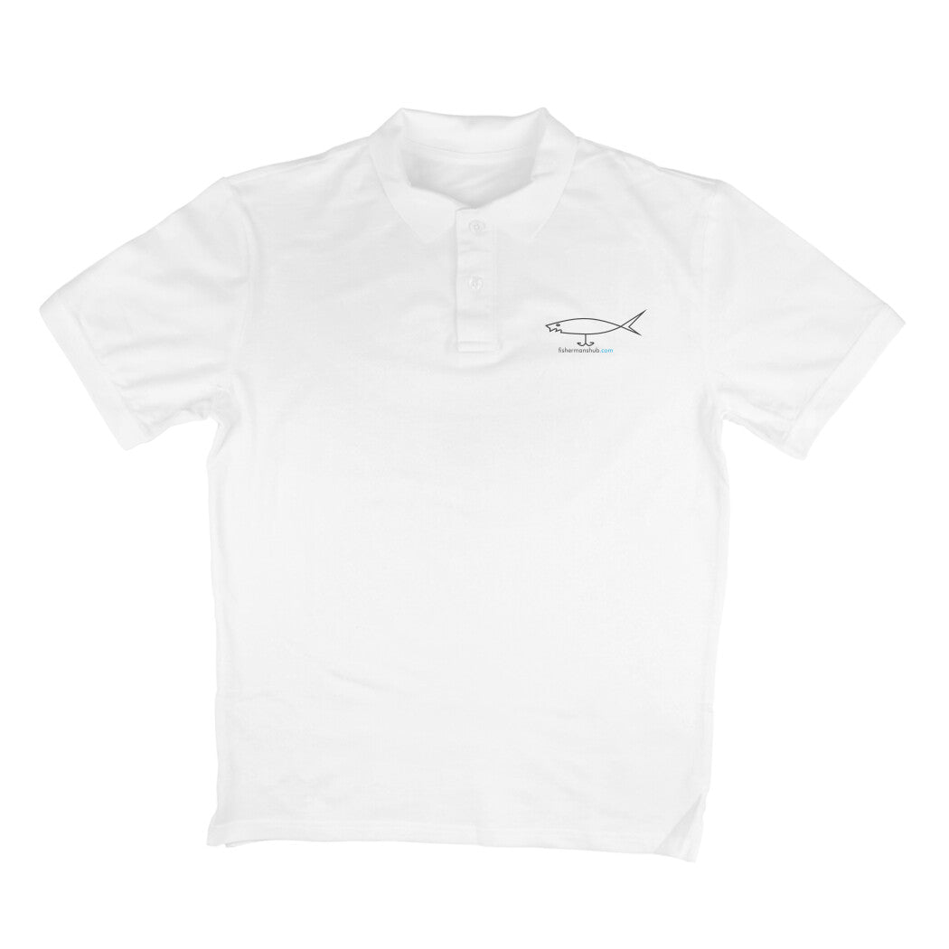 Men's Angling Polo T-Shirts - Fishermanshub.com Logo| Short Sleeve | - FishermanshubWhiteS