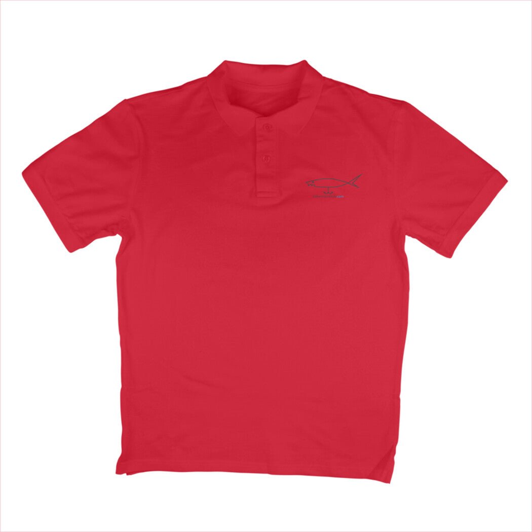 Men's Angling Polo T-Shirts - Fishermanshub.com Logo| Short Sleeve | - FishermanshubRedS