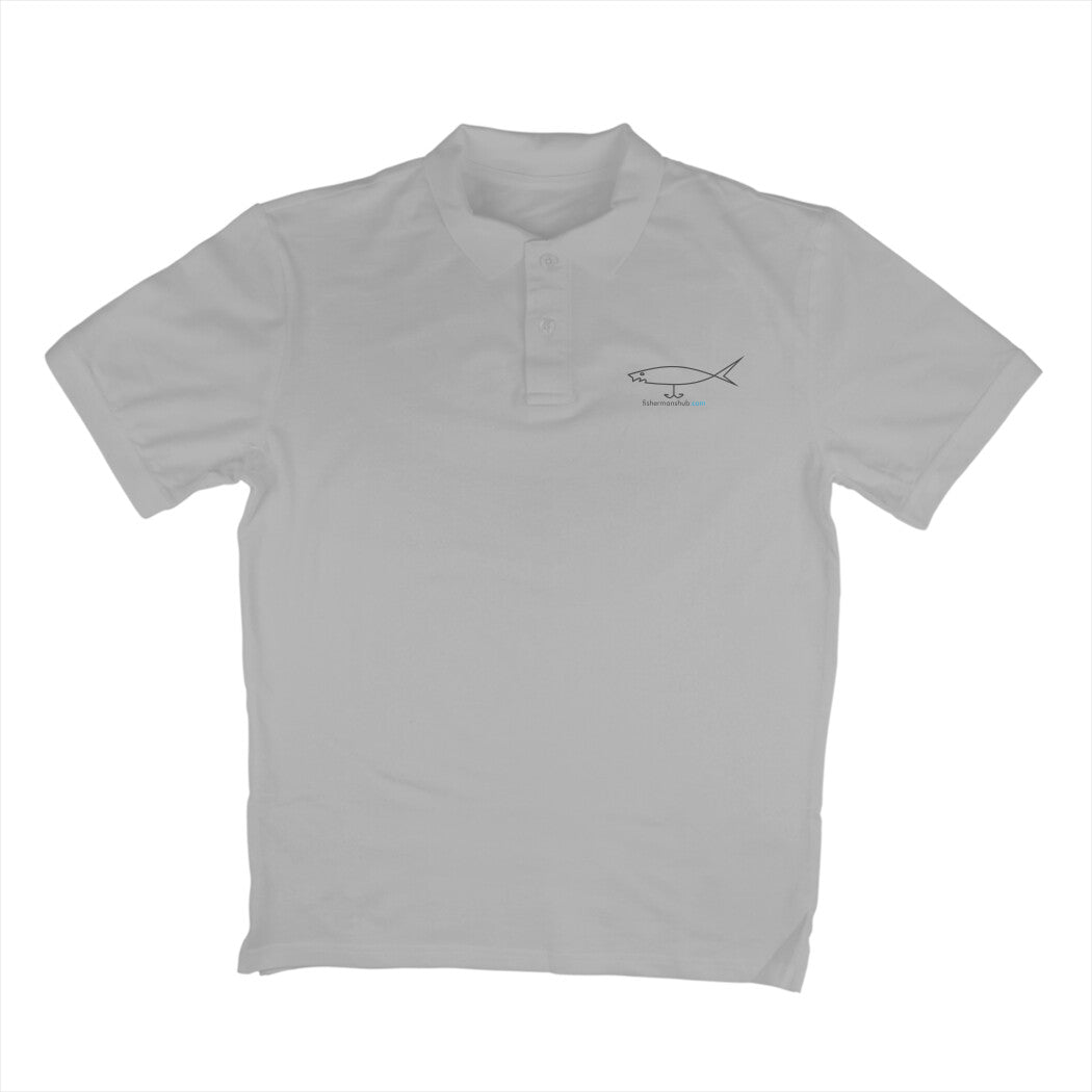 Men's Angling Polo T-Shirts - Fishermanshub.com Logo| Short Sleeve | - FishermanshubMelange GreyS