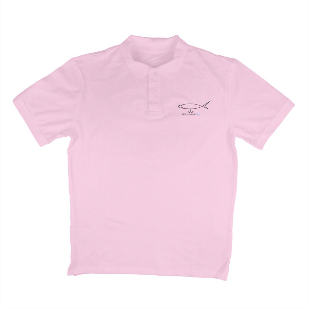 Men's Angling Polo T-Shirts - Fishermanshub.com Logo| Short Sleeve | - FishermanshubLight PinkS