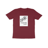 Kids Angling T-Shirt's |Fishing Vibes | Round Neck | Short Sleeve | - FishermanshubMaroon8
