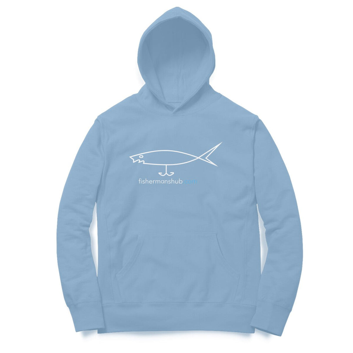 Men's / Woman's Angling Hoodie | Fishermanshub.com White Logo Front , Fishermanshub.com Behind| Hoodie | - FishermanshubBaby BlueXS