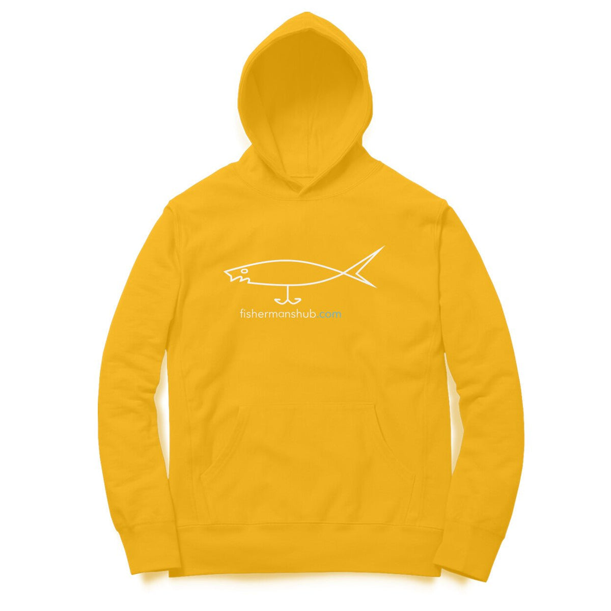 Men's / Woman's Angling Hoodie | Fishermanshub.com White Logo Front , Fishermanshub.com Behind| Hoodie | - FishermanshubGolden YellowXS