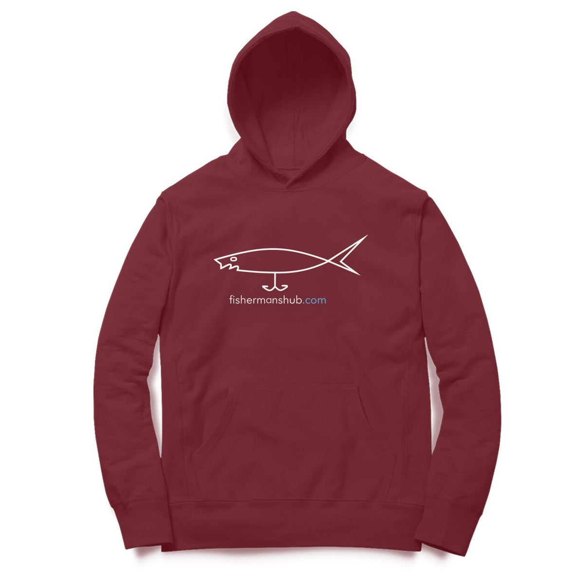 Men's / Woman's Angling Hoodie | Fishermanshub.com White Logo Front , Fishermanshub.com Behind| Hoodie | - FishermanshubMaroonXS