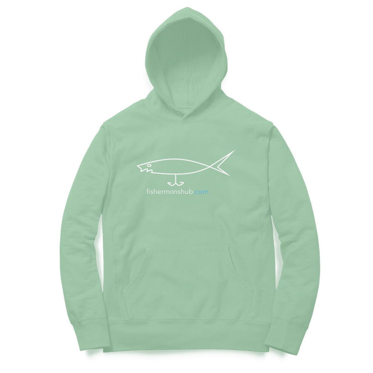 Men's / Woman's Angling Hoodie | Fishermanshub.com White Logo Front , Fishermanshub.com Behind| Hoodie | - FishermanshubMint GreenXS