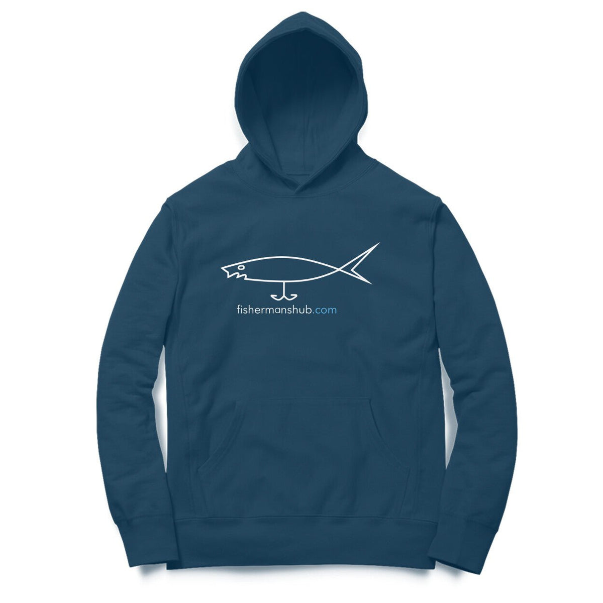 Men's / Woman's Angling Hoodie | Fishermanshub.com White Logo Front , Fishermanshub.com Behind| Hoodie | - FishermanshubNavy BlueXS