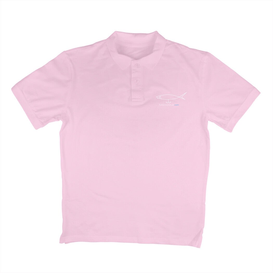 Men's Angling Polo T-Shirts - Fishermanshub.com Logo Front , Fishermanshub.com behind| Short Sleeve | - FishermanshubLight PinkS