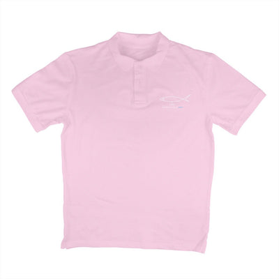 Men's Angling Polo T-Shirts - Fishermanshub.com Logo Front , Fishermanshub.com behind| Short Sleeve | - FishermanshubLight PinkS