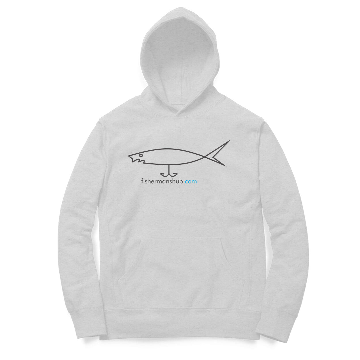 Men's / Woman's Angling Hoodie | Fishermanshub.com Black Logo Front , Fishermanshub.com Behind| Hoodie | - FishermanshubMelange GreyXS