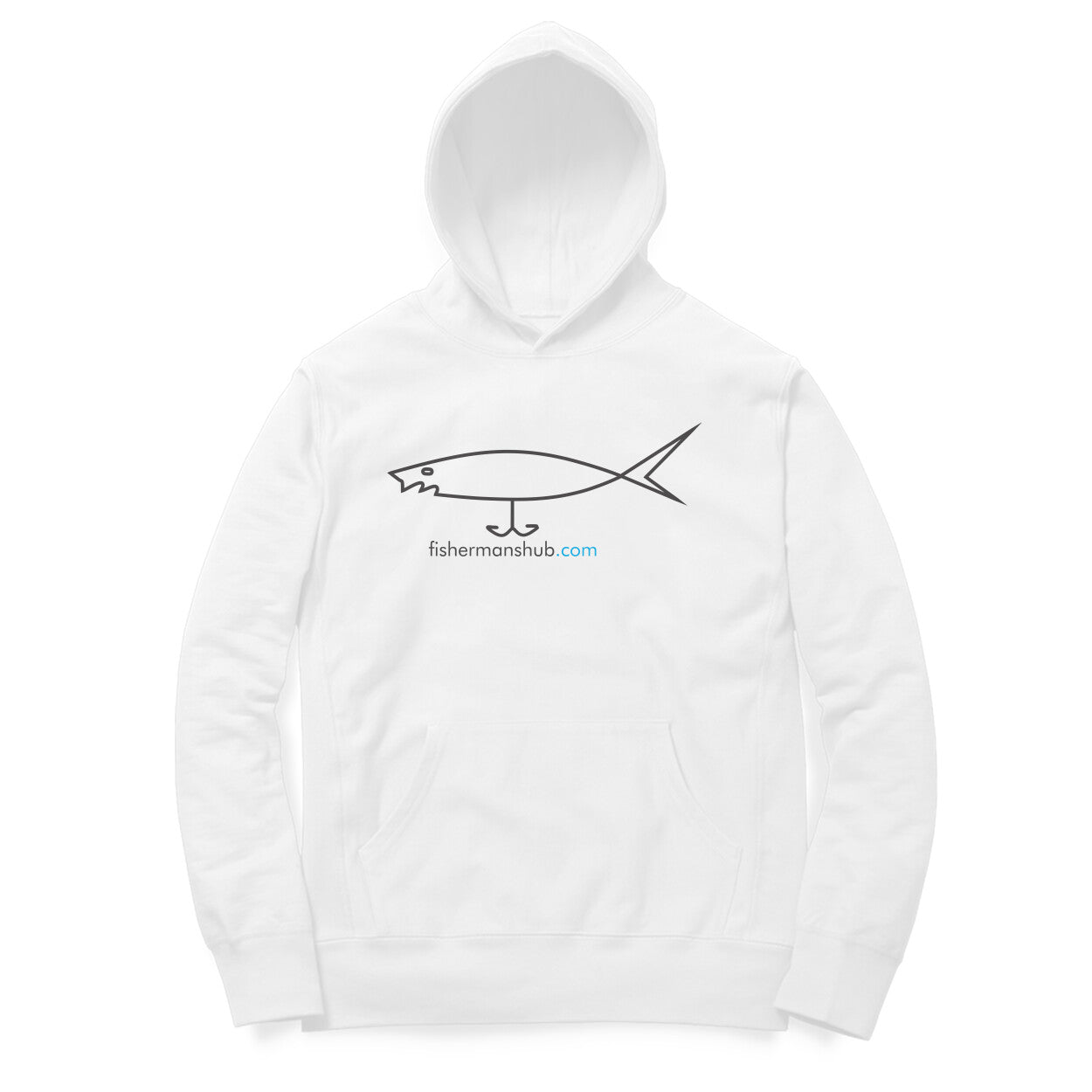 Men's / Woman's Angling Hoodie | Fishermanshub.com Black Logo Front , Fishermanshub.com Behind| Hoodie | - FishermanshubWhiteXS