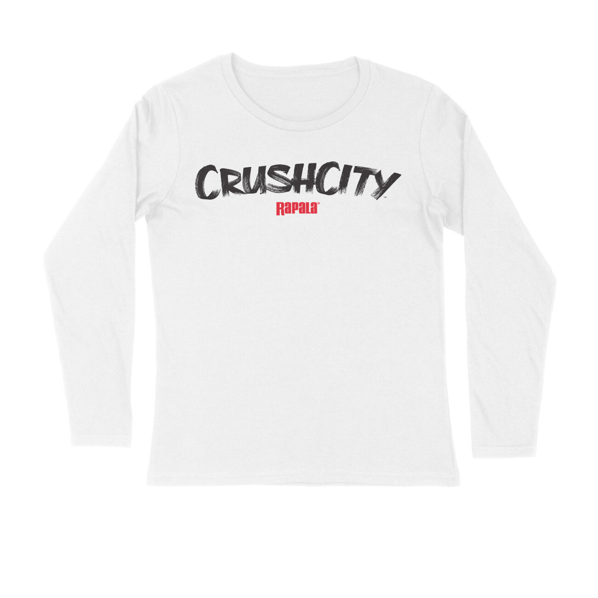 Men's Angling T-Shirt's | Rapala CrushCity Black & Red Logo Front , fishermanshub.com behind | Round Neck | Long Sleeves | White | - FishermanshubWhiteS