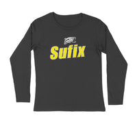 Men's Angling T-Shirt's | Sufix Yellow Logo Front , fishermanshub.com behind | Round Neck | Long Sleeves | Black | - FishermanshubBlackS