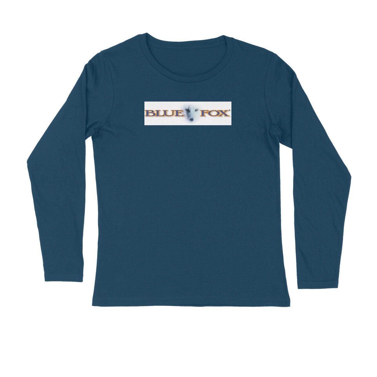 Men's Angling T-Shirt's | Blue Fox Logo Front , fishermanshub.com behind | Round Neck | Long Sleeves | - FishermanshubNavy Blue2XL