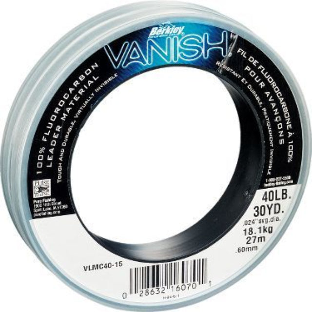 Berkley Vanish Fluorocarbon Line | 27.4 Mt / 30 Yd | Clear - fishermanshub0.78MM | 27.2Kg (60Lb)Clear