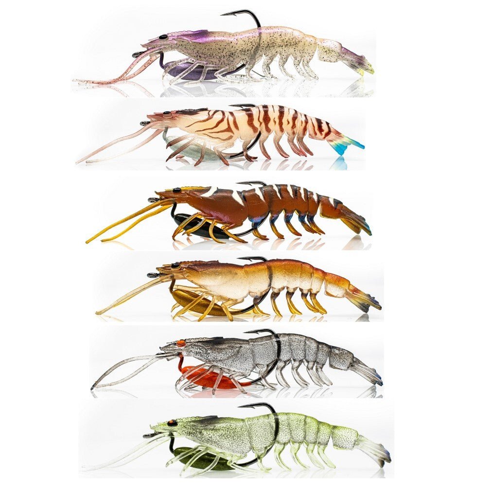 4 Pack of 90mm Chasebait Curly Prawn Soft Body Scented Fishing Lures